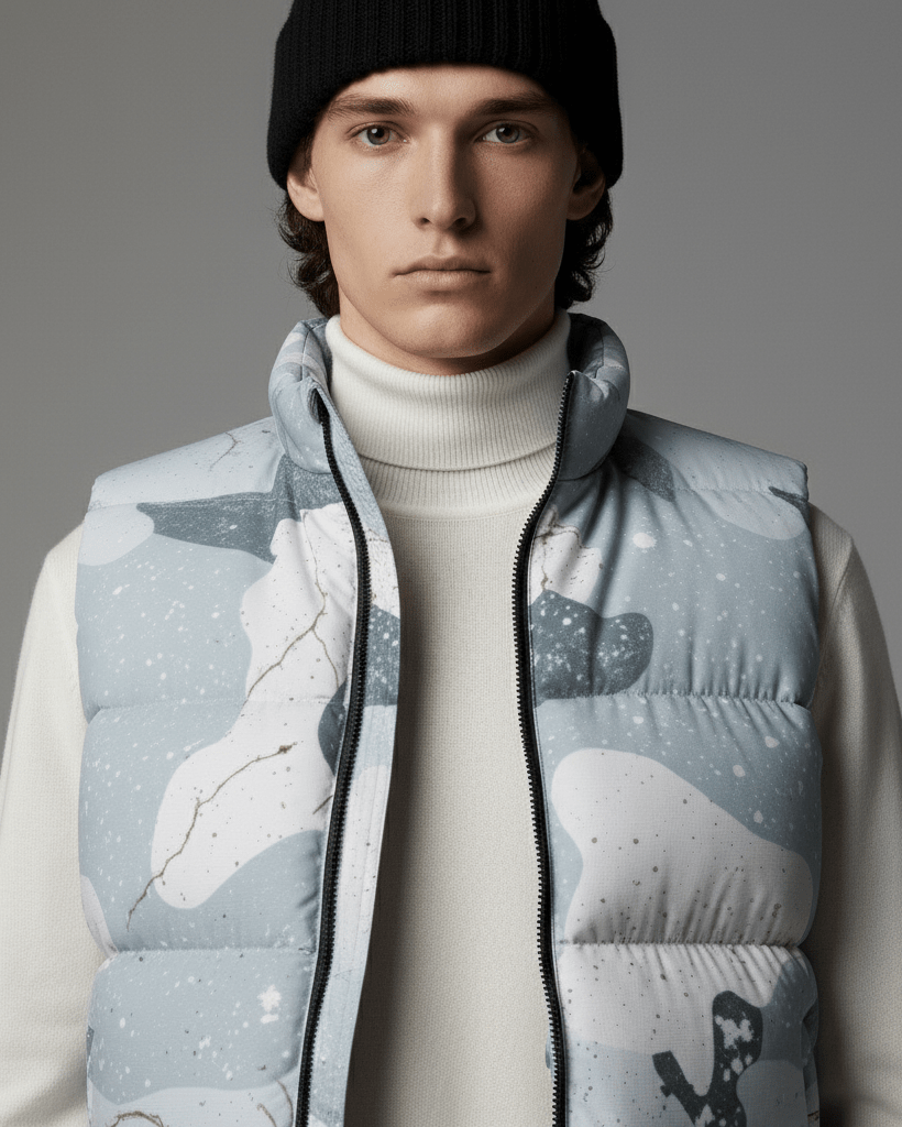 SNOW Warrior by Riffhaus - Unisex Down Vest - Frozen Aurora Riff