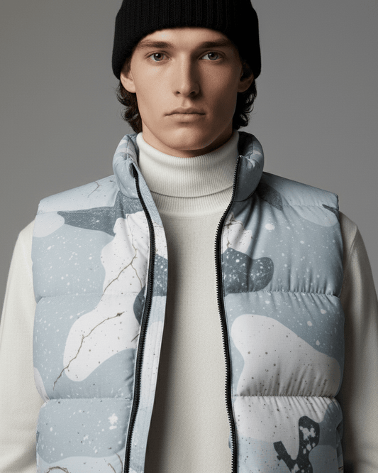 SNOW Warrior by Riffhaus - Unisex Down Vest - Frozen Aurora Riff