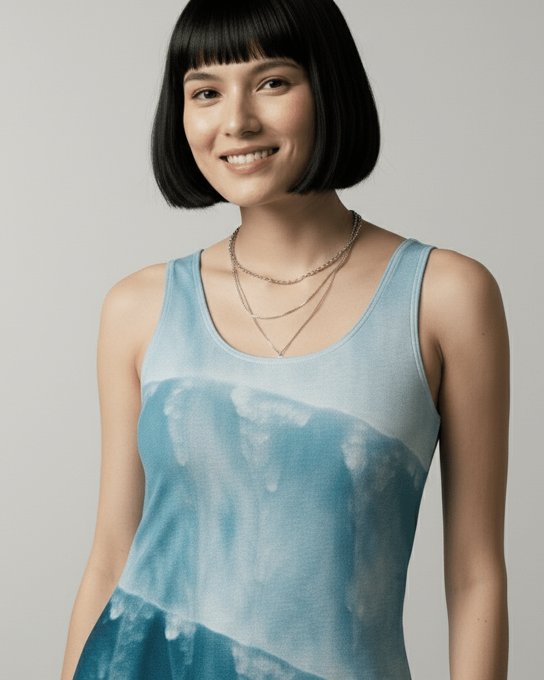 GLACIER by Riffhaus - Women's Vest Dress | Length To Ankle - Aurora Frozen Riff