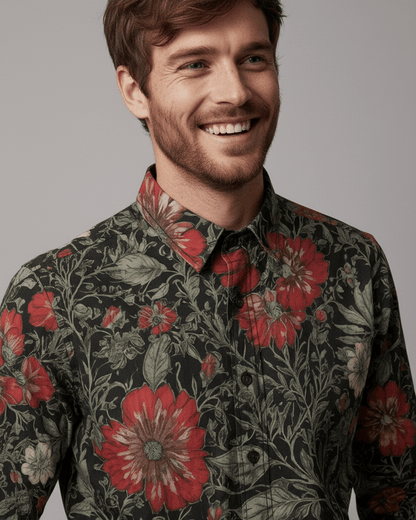 POSSESSION - Men's Casual Lapel Long Cotton Sleeve Shirt - Florence + The Machine Riff