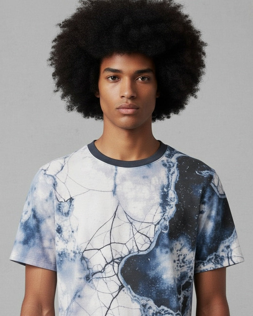 FROSTBITE by Riffhaus - Men's Crew Neck T-Shirt 100% Cotton - Frozen Aurora Riff