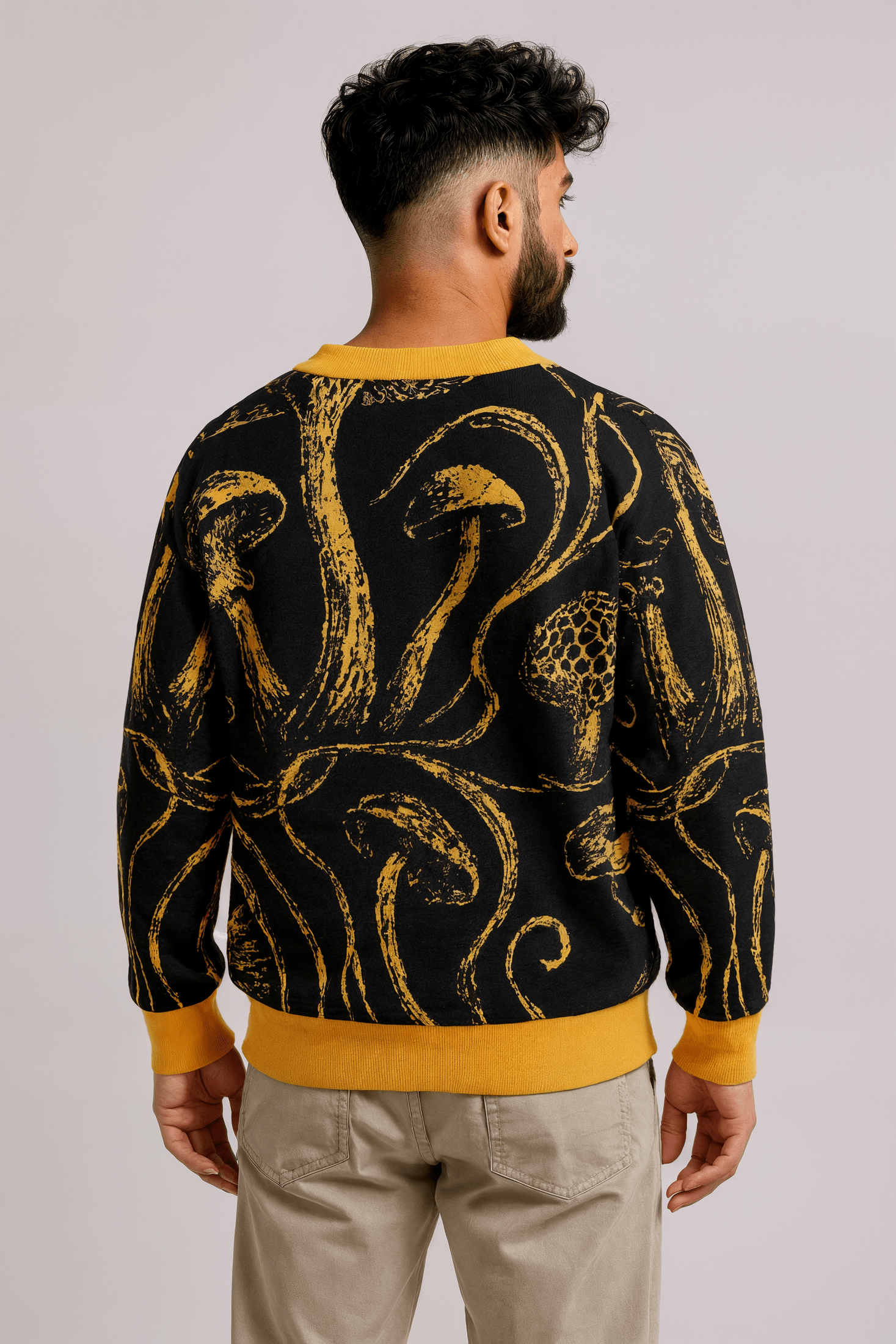 GOLDEN SHROOM by Riffhaus - Custom Knitted Cardigan - Sofia Isella Riff