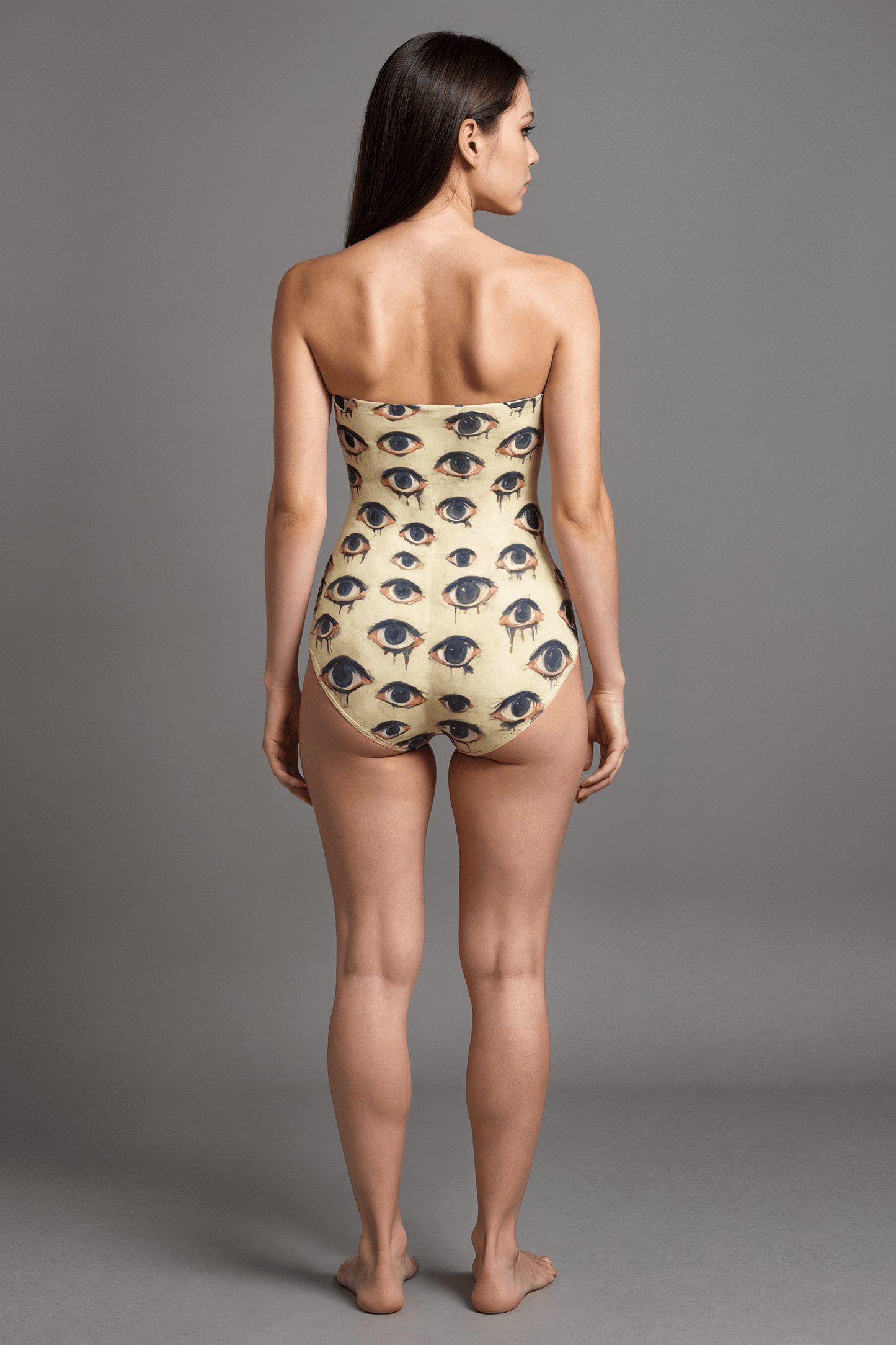 SAD WOMEN by Riffhaus - Women's Strapless Swimsuit - Crying Eyes Print Japanese Breakfast Melancholy Riff