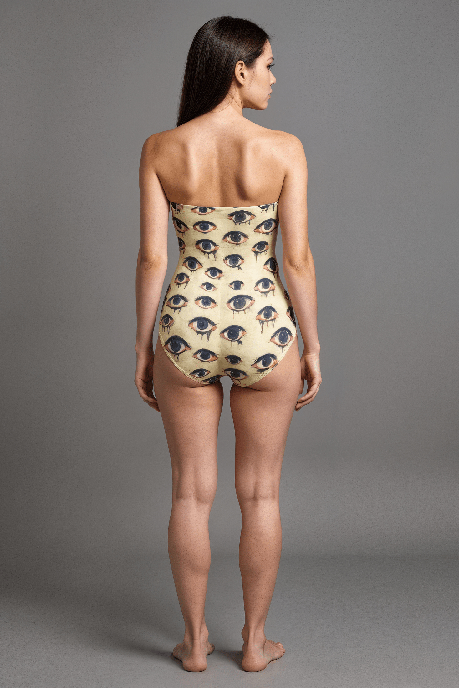 SAD WOMEN by Riffhaus - Women's Strapless Swimsuit - Crying Eyes Print Japanese Breakfast Melancholy Riff