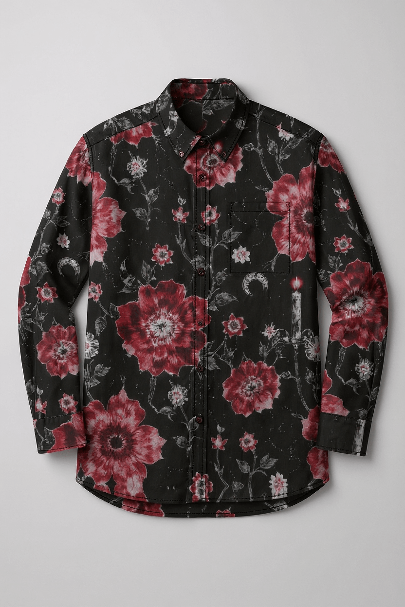 THISTLE by Riffhaus - Men's Casual Lapel Long Sleeve Cotton Shirt - Florence + The Machine Riff