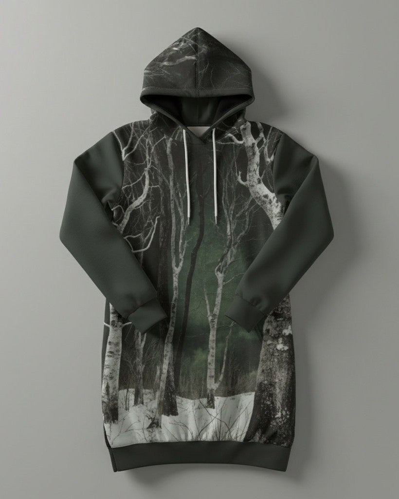 LAST TREES by Riffhaus - Women's Long Hoodie - Aurora Frozen Riff