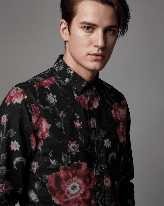 THISTLE by Riffhaus - Men's Casual Lapel Long Sleeve Cotton Shirt - Florence + The Machine Riff