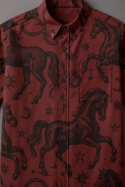 POSSESSED STALLION by Riffhaus – Men's Long Sleeve Cotton Shirt - Florence + The Machine Riff