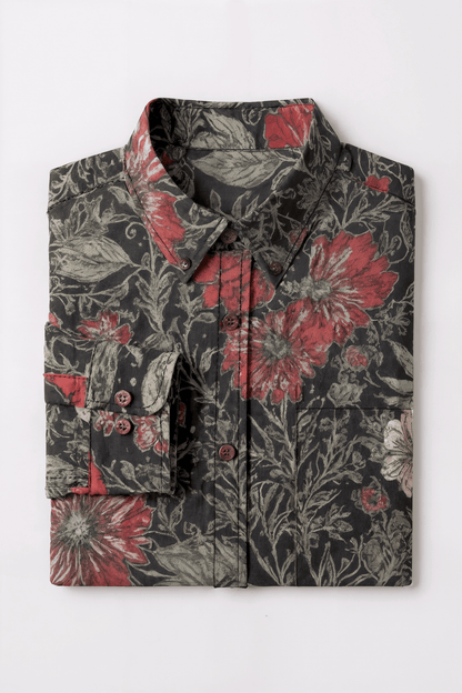 POSESSION - Men's Casual Lapel Long Cotton Sleeve Shirt - Florence + The Machine Riff