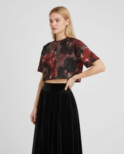 CRIMSON Mourning Crop by Riffhaus - Cropped Cotton T-shirt - Florence + The Machine Riff