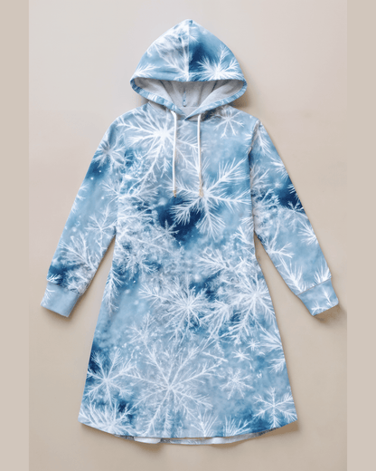 SNOWFLAKE by Rifhaus - Women's Longline Hoodie Dress - Aurora Frozen Riff