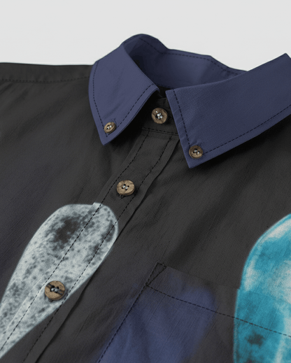 TEARS by Riffhaus - Casual Lapel Long Sleeve Shirt 100% Cotton - Aurora Frozen Riff