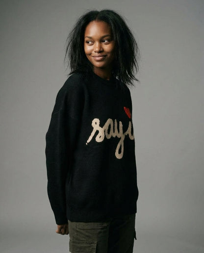 SAY IT - Relaxed fit knitted crew neck sweater - Rachel Chinouriri Riff