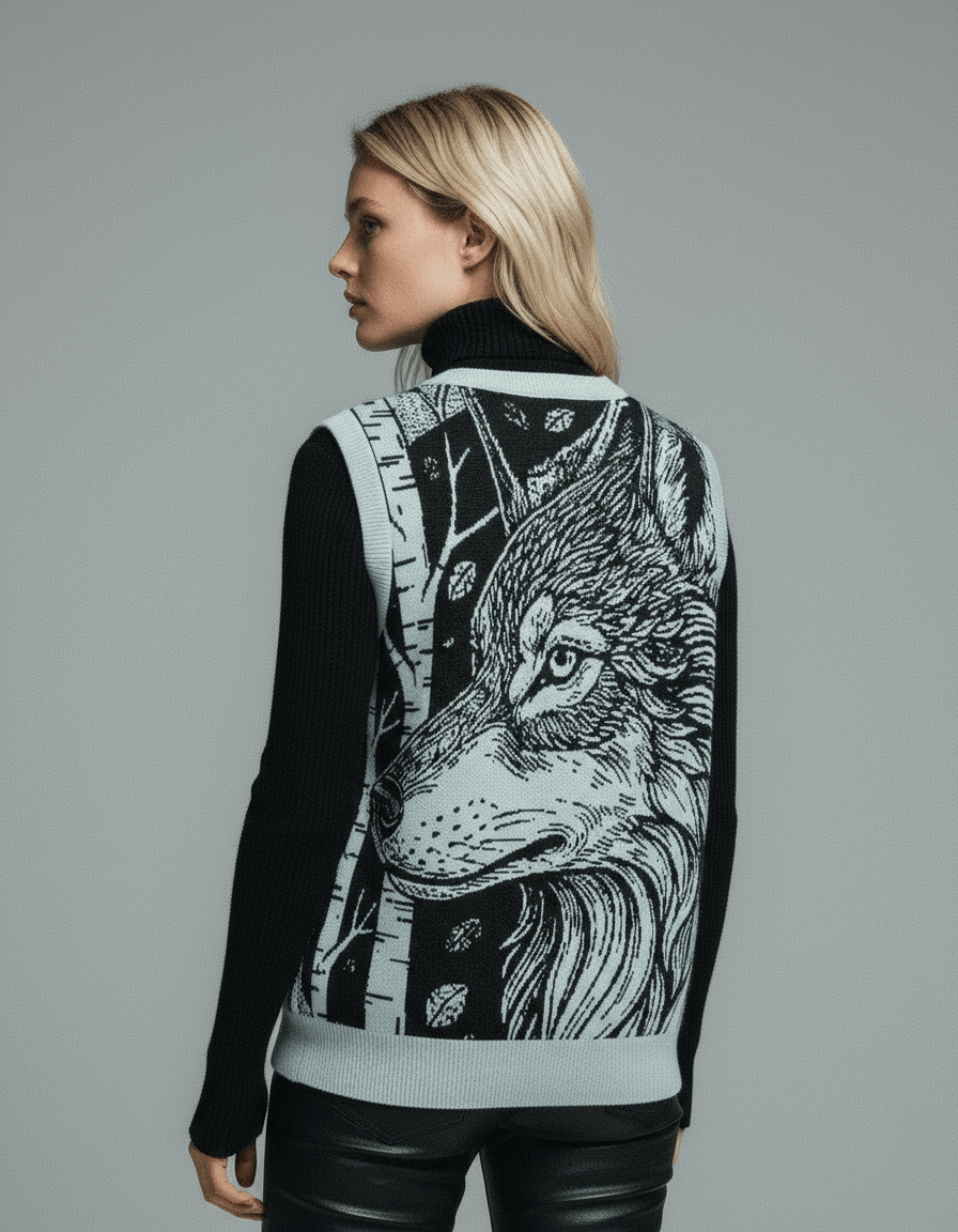 WOLFES - Knit V-neck vest - Riff on Aurora