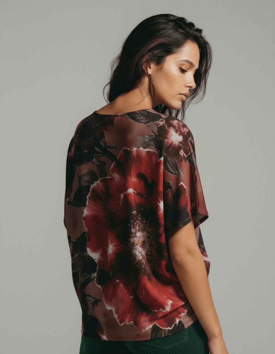 CRIMSON - Women's Bat Sleeves V-Neck - Riff on Florence + The Machine