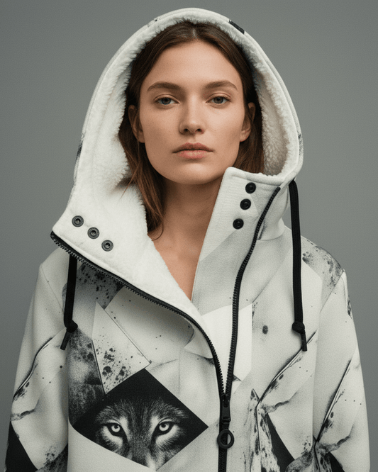 WOLVES by Riffhaus - Hoodie Jacket w/ Fleece Lining + Asymmetric Zipper  #FROZEN