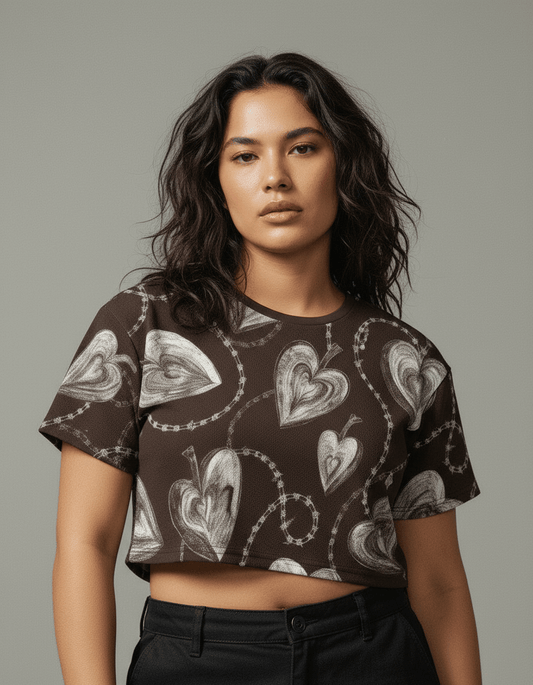 SACRED HEART by Riffhaus - Women's Cropped Cotton T-shirt - Riff on Rosalía's Berghain