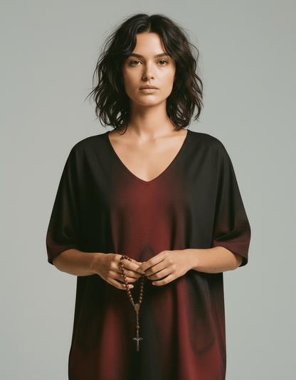 Women's Bat Sleeves Blouse | 190GSM Cotton - Riff on Rosalía's Berghain