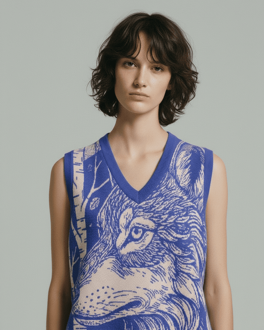 WOLVES - Knit V-neck vest - Riff on Aurora
