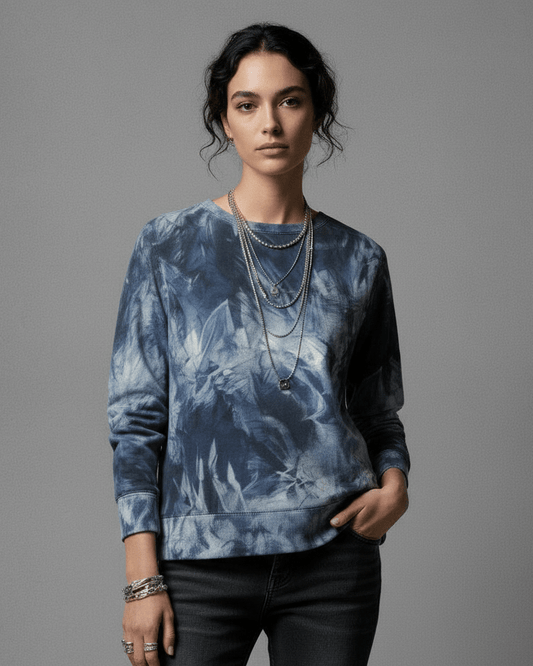 CRYSTAL by Riffhaus - Unisex Boat Neckline Sweatshirt With Pocket 100% Cotton - Aurora Frozen Riff