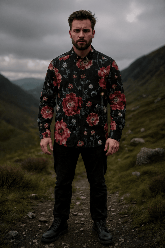 THISTLE by Riffhaus - Men's Casual Lapel Long Sleeve Cotton Shirt - Florence + The Machine Riff